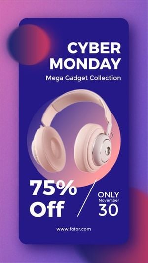 online shopping, shopping, ecommerce, Gredient Neon Cyber Monday Headphone Promotion Instagram Story Template