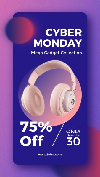 Gredient Neon Cyber Monday Headphone Promotion Instagram故事