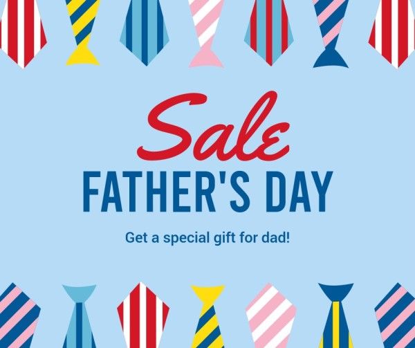 father's day sale, sale, sales, Colorful Illustration Father's Day Discount Promo Facebook Post Template