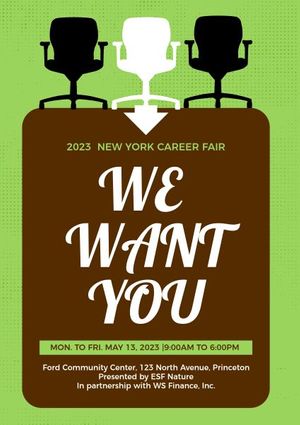 recruitment, employment, recruit, Job Fair Poster Template