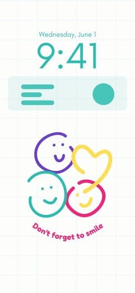 lock screen, quote, text, Cute Illustration Smile Emoji Phone Wallpaper Template