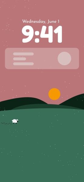 lock screen, sun, sunset, Green And Brown Illustration Sheep Phone Wallpaper Template