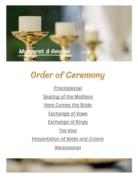 reception, ceremony, engagement, Candlestick Wedding Program Template