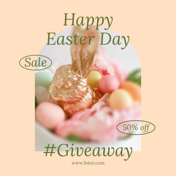 greeting, easter day, festival, Green And Beige Clean Easter Giveaway Instagram Post Template