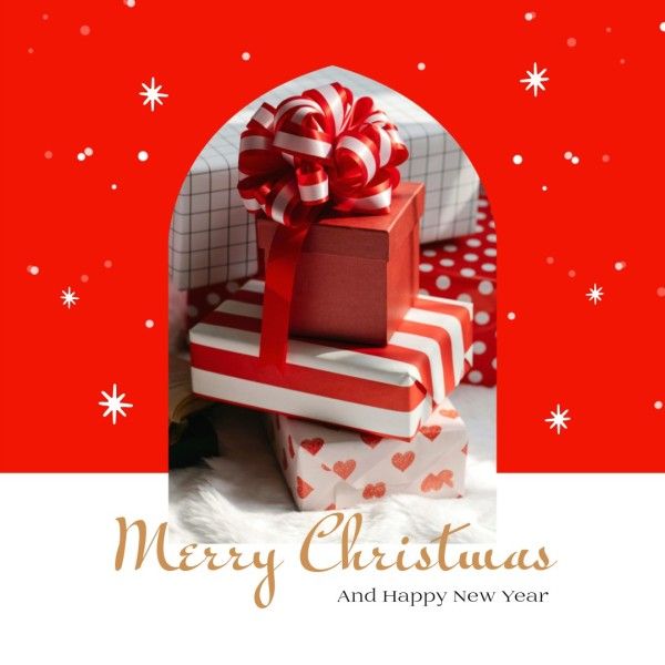 greeting, holiday, present, Red Modern Christmas Gift Instagram Post Template