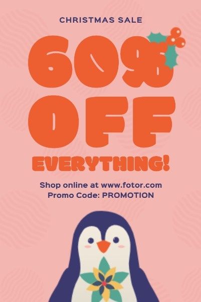 ペンギンの服の販売のピンクの背景 Pinterestポスト