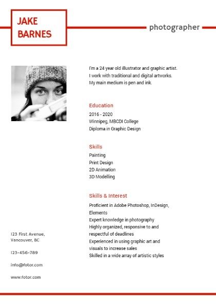 document, blog, photographer, Photograph White Simple Resume Template