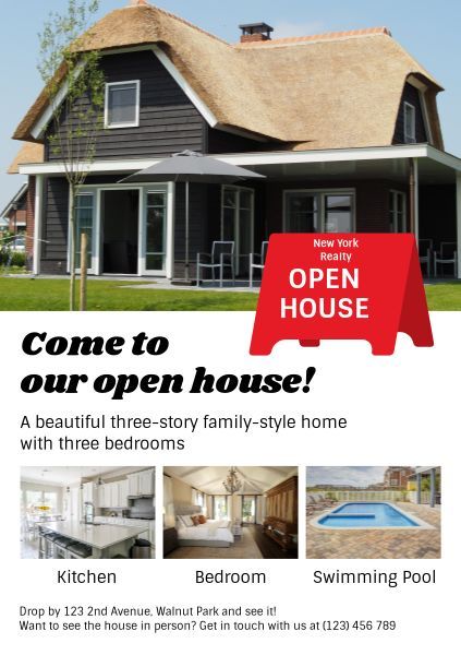 housing, rental, agency, White Open House Promotion Poster Flyer Template