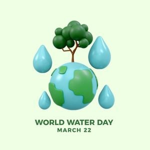 save water, environment, environmental, 3d Illustrated Planet World Water Day Instagram Post Template