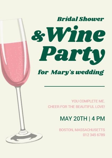 bridal shower, bachelor party, parties, Wine And Party Invitation Template