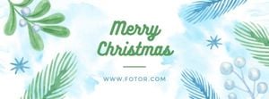 holiday, greeting, celebration, White And Green Watercolor Merry Christmas Facebook Cover Template