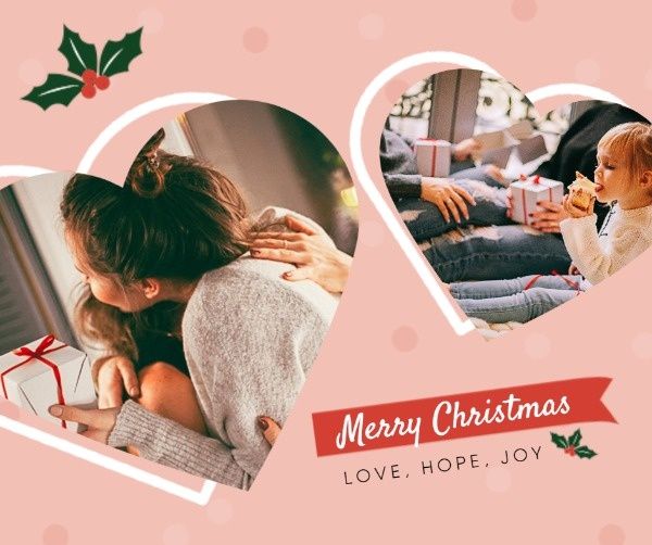 dinner, family, party, Merry Christmas Collage Facebook Post Template