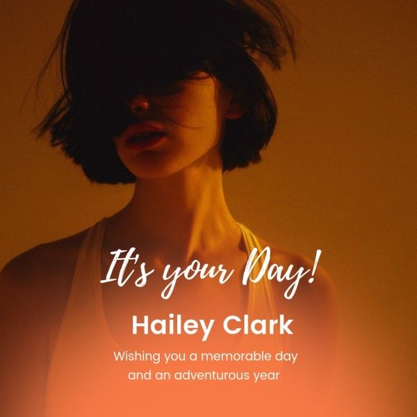 girl, woman, life, Orange It's Your Day Instagram Post Template