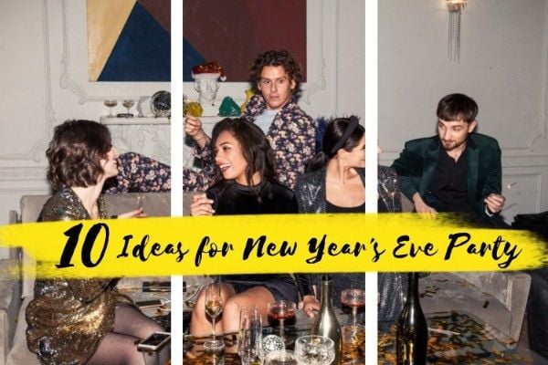 party, quote, social media, Black Yellow New Year Vlog Blog Title Template