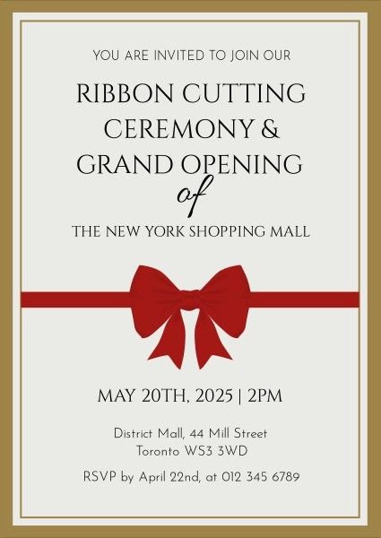 Simple Paper Ribbon Cutting Invitation Template And Ideas For Design 