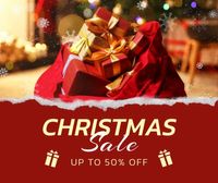 holiday sale, discount, ad, Green And Red Christmas Sale Facebook Post Template