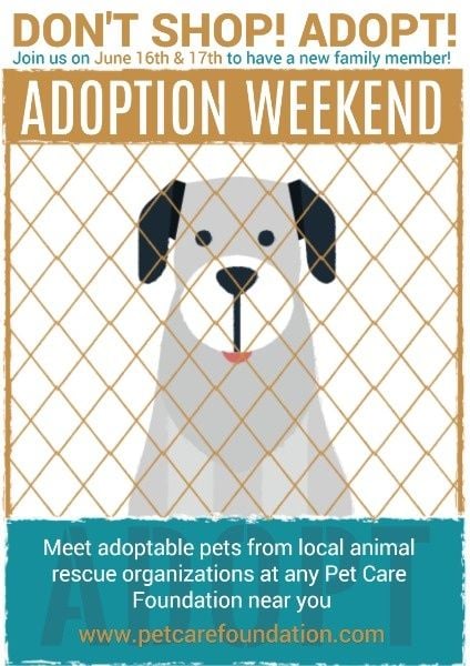 weekend, dont shop, adoption weekend, Cute Pet Adoption Flyer Template