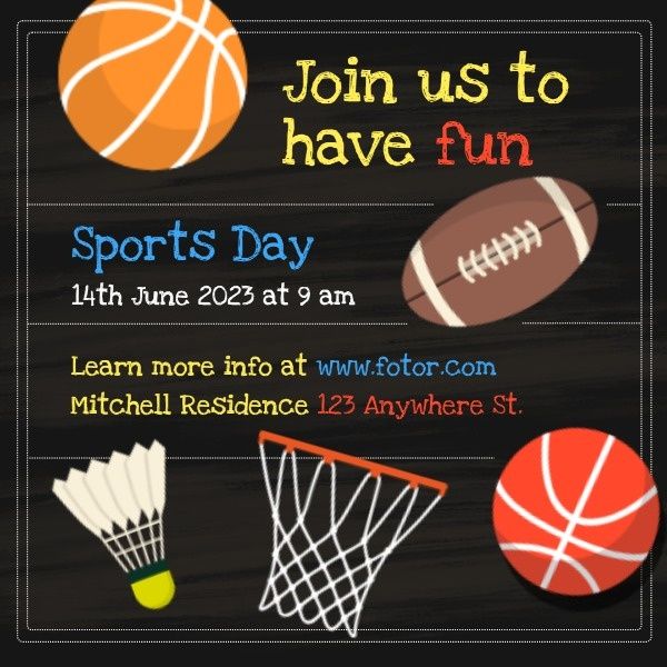 basketball, party, birthday, Sports Day Instagram Post Template