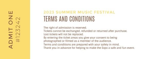 Yellow Summer Music Festival Ticket Ticket