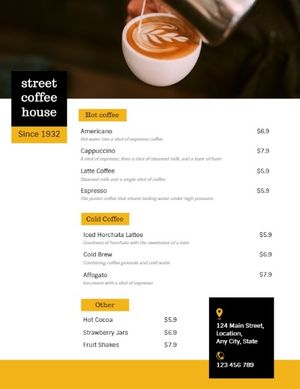 drink, store, shop, Simple White Coffee House Menu Template