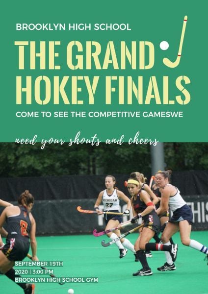 high school, team, player, Grand Hockey Final Poster Poster Template