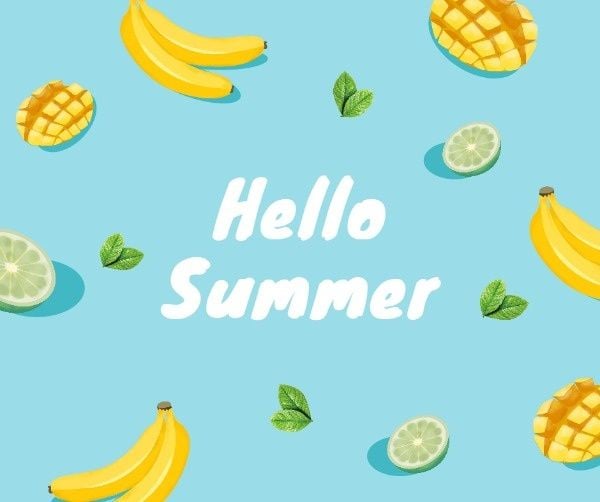 fruit, hot, cool, Hello Cute Summer Facebook Post Template