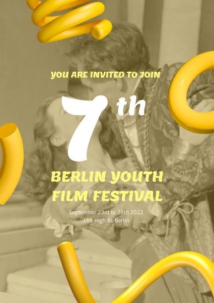 movie, business, vector, Yellow Film Festival Invitation Template