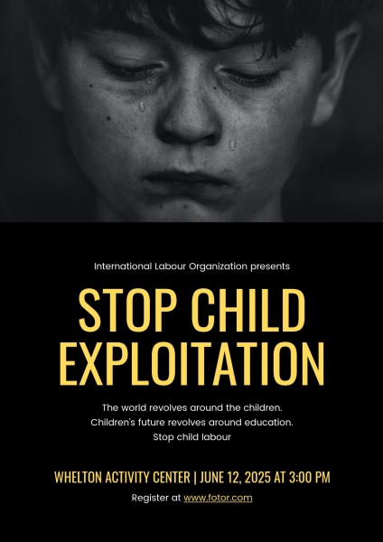 Black Stop Child Exploitation Poster