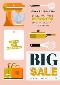 seasonings, sales, cooking, Kitchenware Big Sale Poster Template