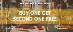 watercolor, brush, gala, Buy One Get One Free Restaurant Coupon Gift Certificate Template