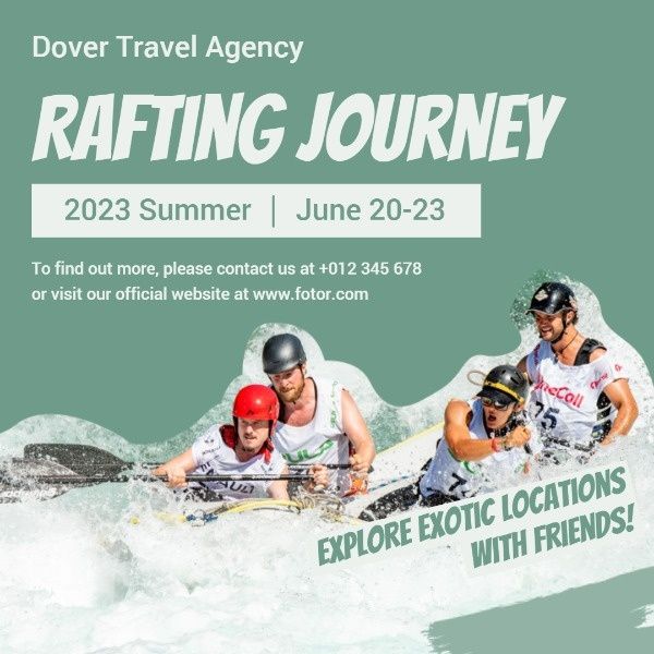 water, summer, life, Green Rafting Journey Instagram Post Template