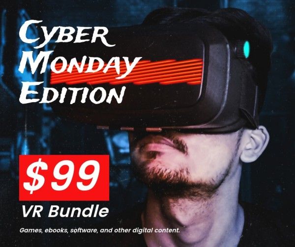 game, man, Black VR Cyber Edition Facebook Post Template