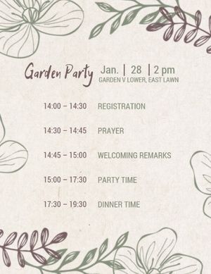 flower, leaf, gardening, Hand-drawn Plant Garden Party Program Template