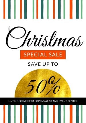 promotion, holiday, discount, Golden Christmas Sale Poster Template