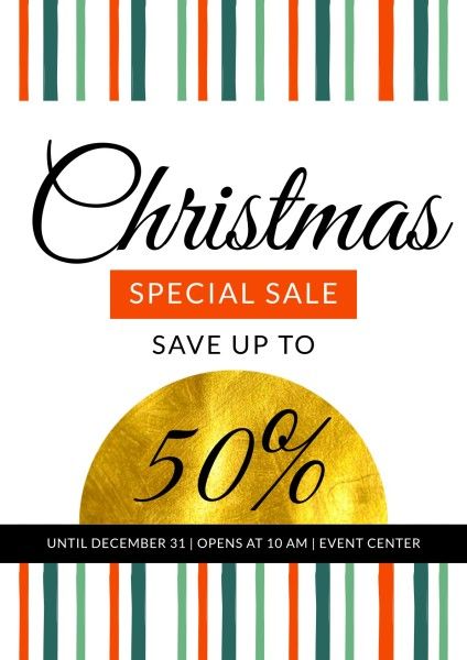 promotion, holiday, discount, Golden Christmas Sale Poster Template