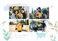 family, greeting, celebration, Light Color Japanese Photo Collage New Year Card Postcard Template