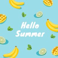 fruit, cool, food, Hello Summer  Instagram Post Template
