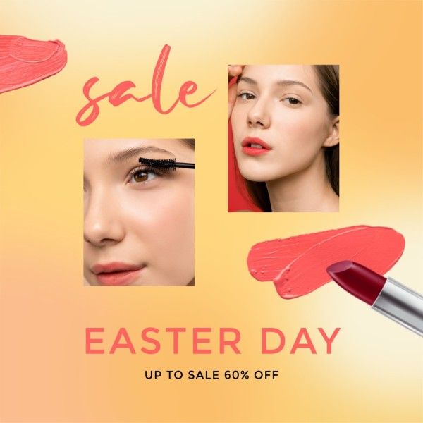 festival, promotion, promo, Orange Gradient Makeup Easter Sale Instagram Post Template