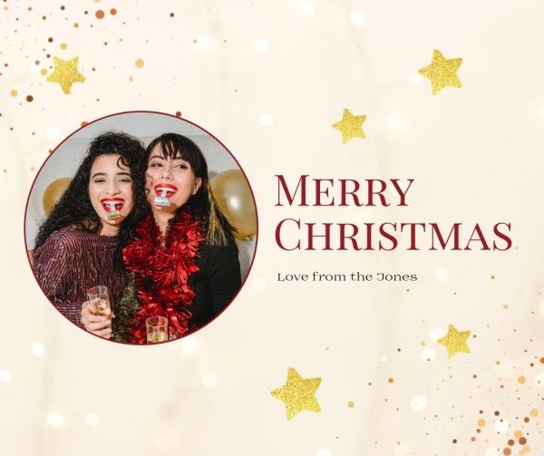 xmas, merry christmas, holiday, Beige Simple Christmas Wish Love Family Collage Facebook Post Template