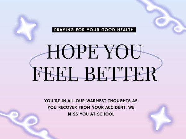 hope, bodycare, feal better, Pink Purple Praying For Your Good Health Card Template