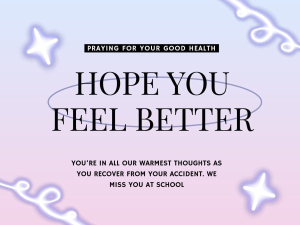あなたの健康のために祈るピンクパープル メッセージカード