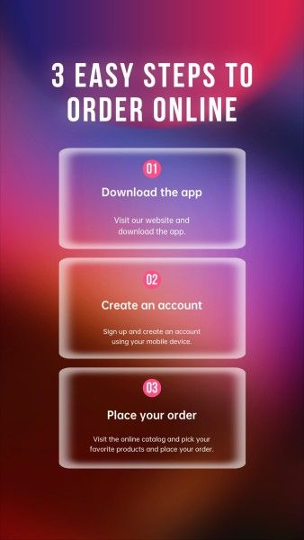 blackfriday, social media, instagram post, Purple Easy Steps To Order Online Instagram Story Template