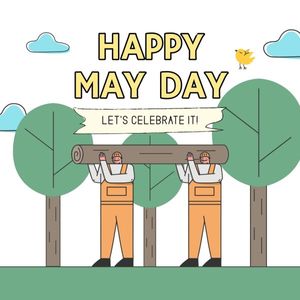 greeting, celebration, celebrate, White And Green Illustration Happy International Workers' Day Instagram Post (Square) Template