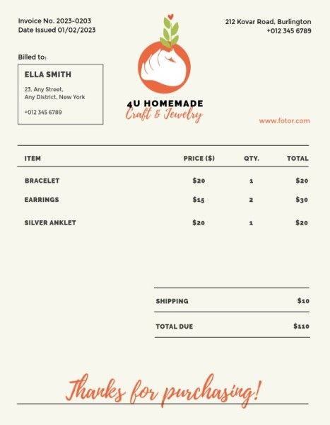 shop, retail, sale, Homemade Invoice Template
