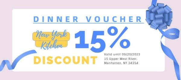 Pink Dinner Discount Voucher Gift Certificate