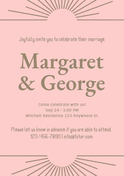 Vintage Pink And Golden Wedding Invitation Invitation