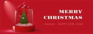 greeting, celebration, holiday, Red 3d Illustration Christmas Facebook Cover Template