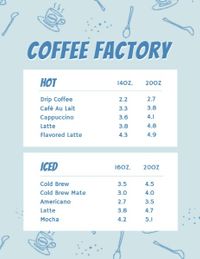 restaurant, drink, cafe, Coffee Factory Icons Menu Template