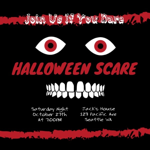 Black Halloween Scare Night Instagram Post