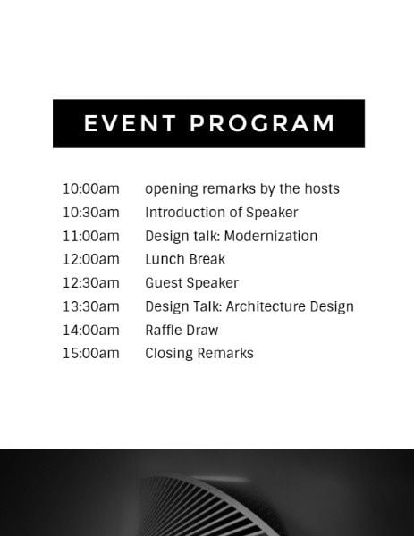 building, life, engineering, Black And White Architecture Design Event Program Template